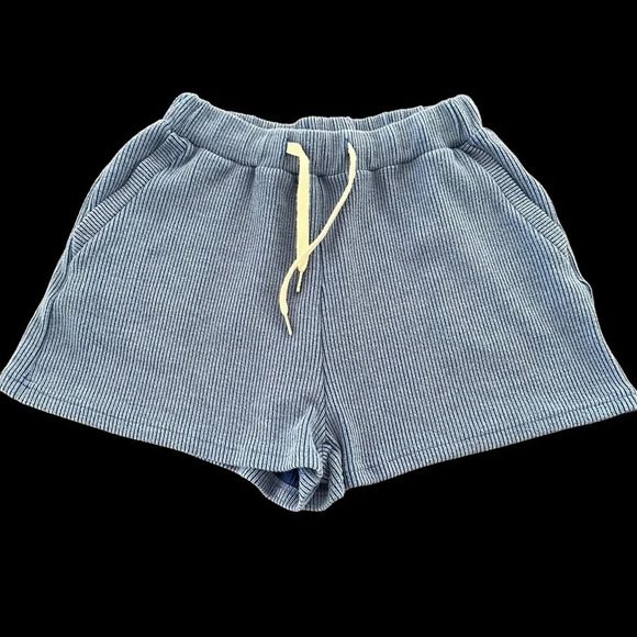 Pink Lily Size Small Why Not Blue Cord Lounge Shorts Ribbed Boutique Summer S - Picture 3 of 6